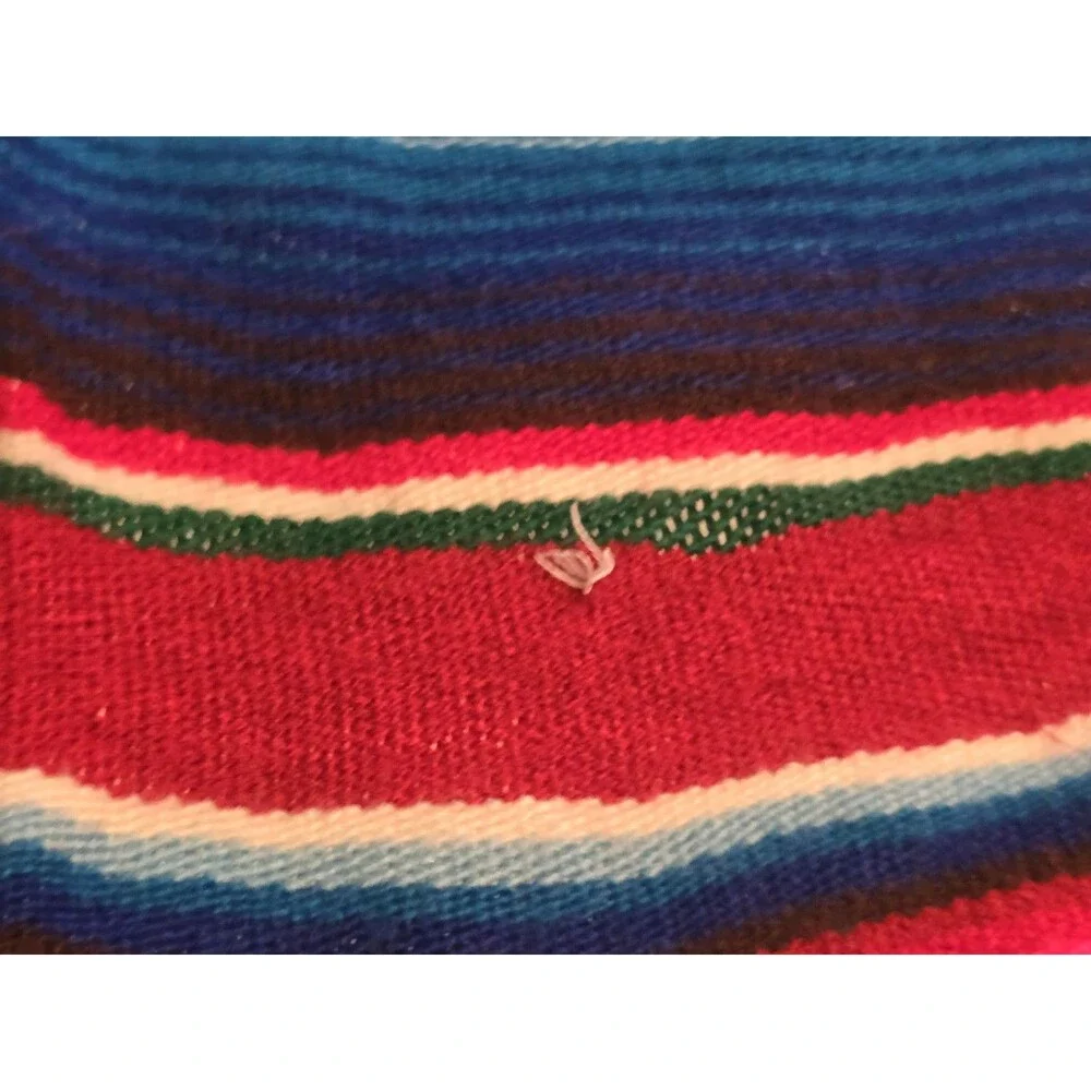 Vintage Mexican Sarape Blanket Rainbow Saltillo Stripe Blanket Throw 80x45